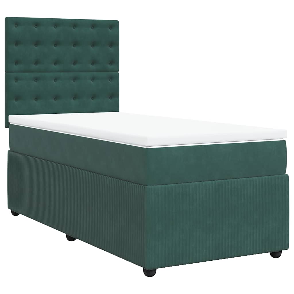 Thumbnail - vidaXL Boxspringbett mit Matratze Dunkelgrün 90x200 cm Samt