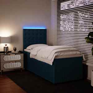 Box spring postel s matrací modrá 90 x 200 cm samet - obrázek 4