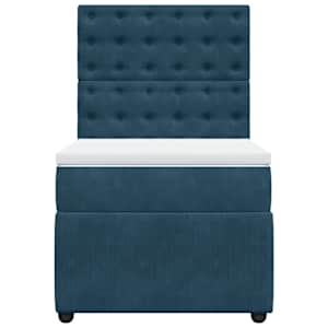 Box spring postel s matrací modrá 90 x 200 cm samet - obrázek 6