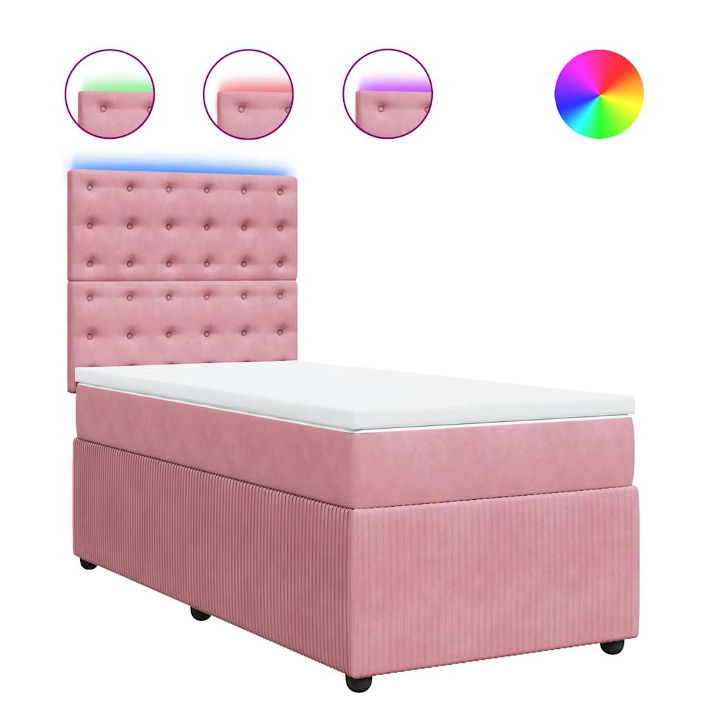 Thumbnail - vidaXL Boxspringbett mit Matratze Rosa 90x200 cm Samt
