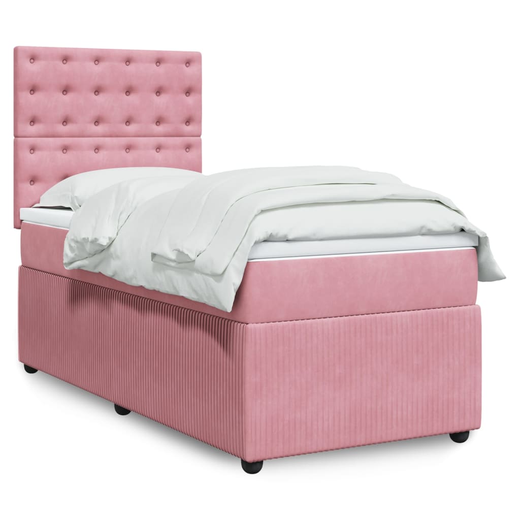 Boxspringbett mit Matratze Rosa 90×200 cm Samt