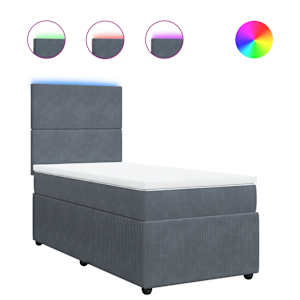 Box spring postel s matrací tmavě šedá 100x200 cm samet - obrázek 2