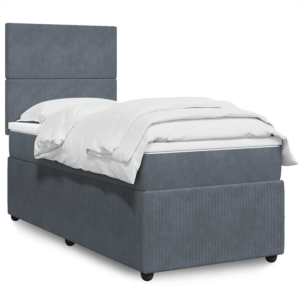 vidaXL Giroletto a Molle con Materasso Grigio Scuro 100x200 cm Velluto