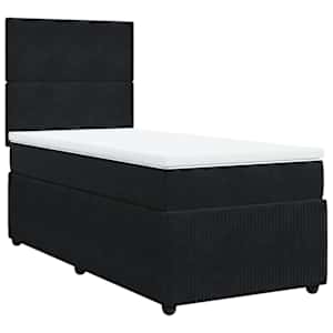 Box spring postel s matrací černá 100x200 cm samet - obrázek 3