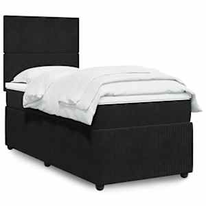 Box spring postel s matrací černá 100x200 cm samet - obrázek 1