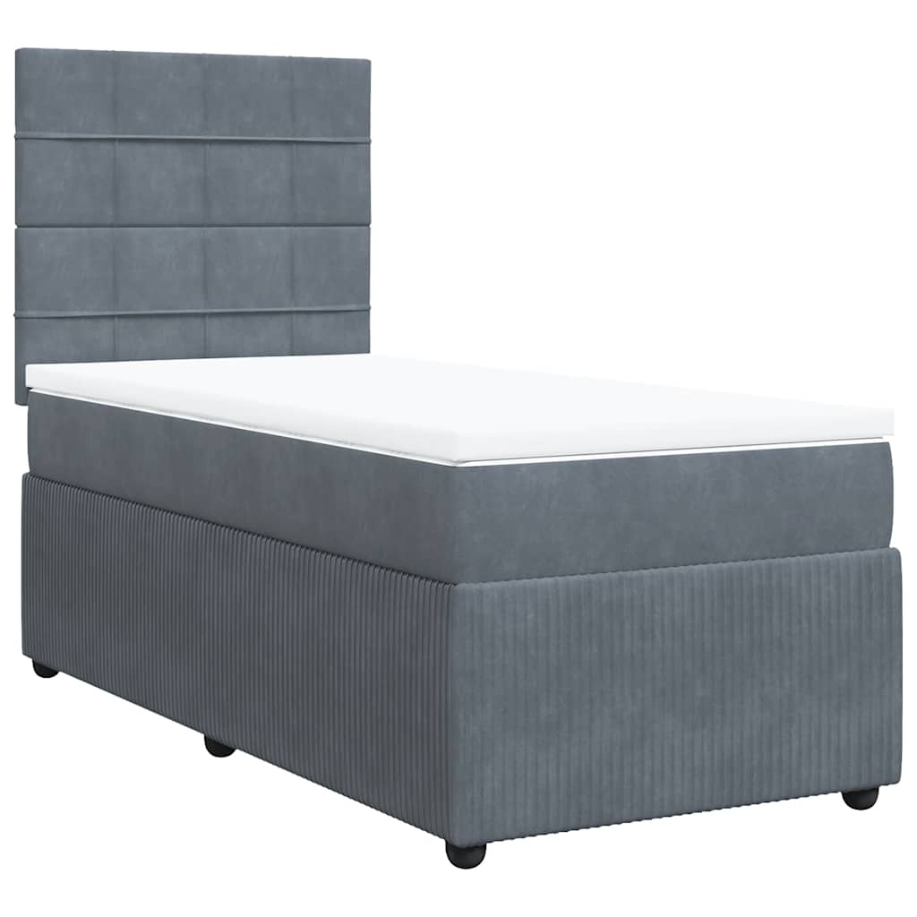 vidaXL Boxspring met matras fluweel donkergrijs 100x200 cm afbeelding
