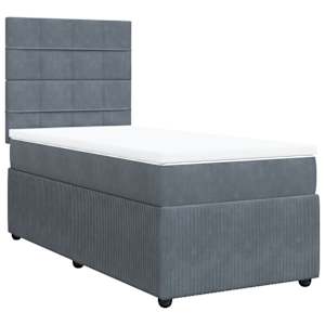 Box spring postel s matrací tmavě šedá 100x200 cm samet - obrázek 3