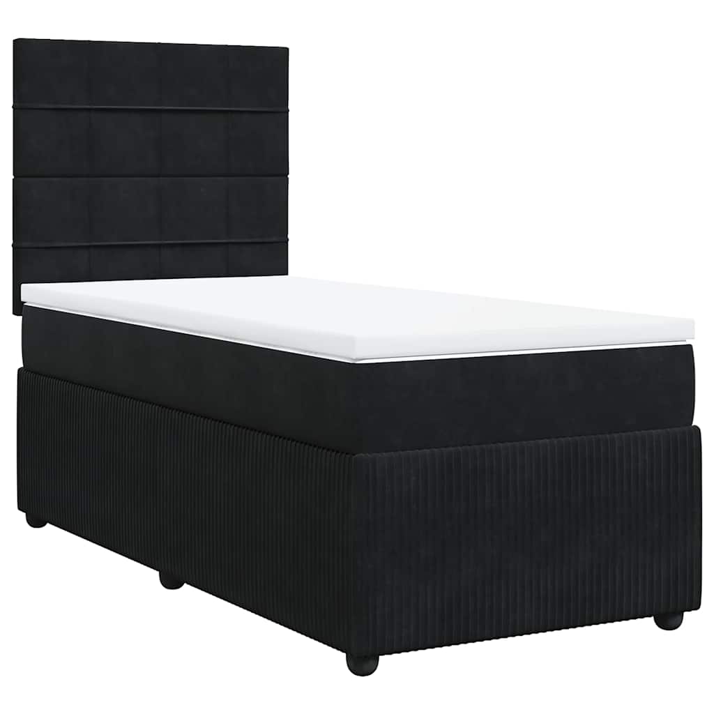 vidaXL Boxspring met matras fluweel zwart 100x200 cm afbeelding