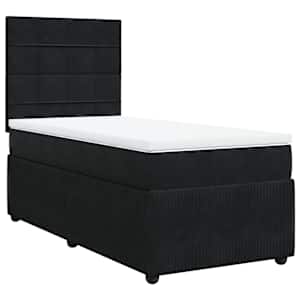 Box spring postel s matrací černá 100x200 cm samet - obrázek 3