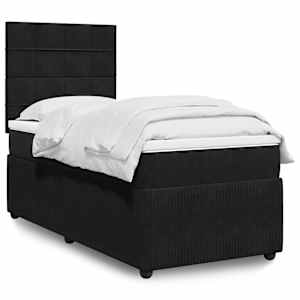 Box spring postel s matrací černá 100x200 cm samet - obrázek 1