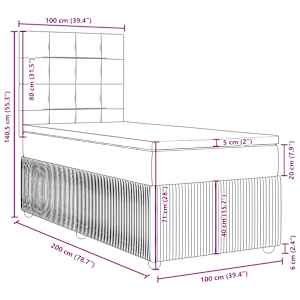 Box spring postel s matrací tmavě zelená 100x200 cm samet - obrázek 18