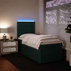 Box spring postel s matrací tmavě zelená 100x200 cm samet - obrázek 5