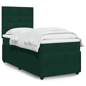 Box spring postel s matrací tmavě zelená 100x200 cm samet - obrázek 1