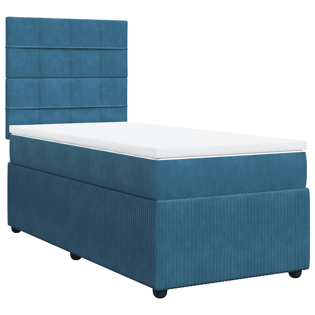 vidaXL Boxspring met matras fluweel blauw 100x200 cm afbeelding