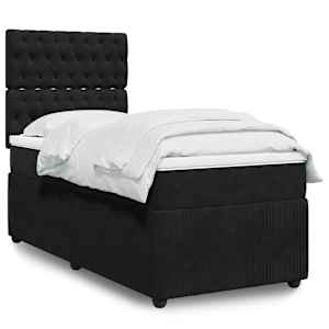 Box spring postel s matrací černá 100x200 cm samet - obrázek 1