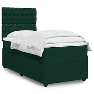 Box spring postel s matrací tmavě zelená 100x200 cm samet - obrázek 1