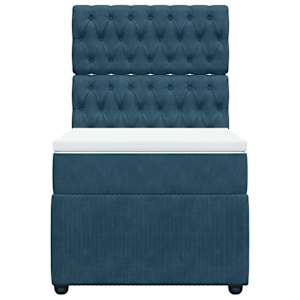 Box spring postel s matrací modrá 100 x 200 cm samet - obrázek 6