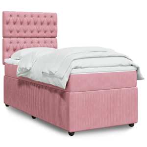 Box spring postel s matrací růžová 100x200 cm samet - obrázek 1