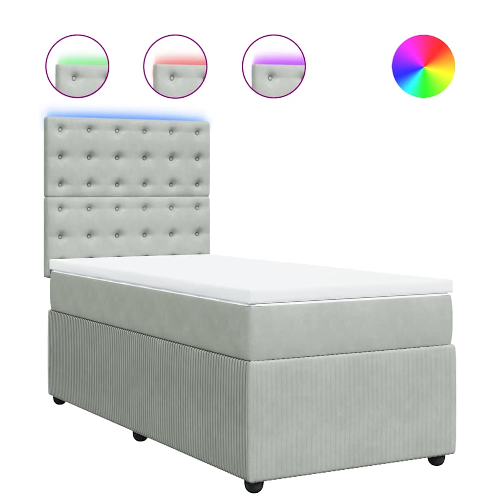 Thumbnail - vidaXL Boxspringbett mit Matratze Hellgrau 100x200 cm Samt