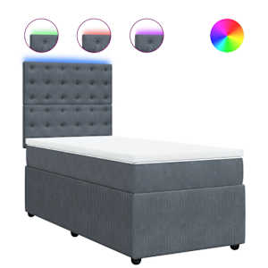 Box spring postel s matrací tmavě šedá 100x200 cm samet - obrázek 2