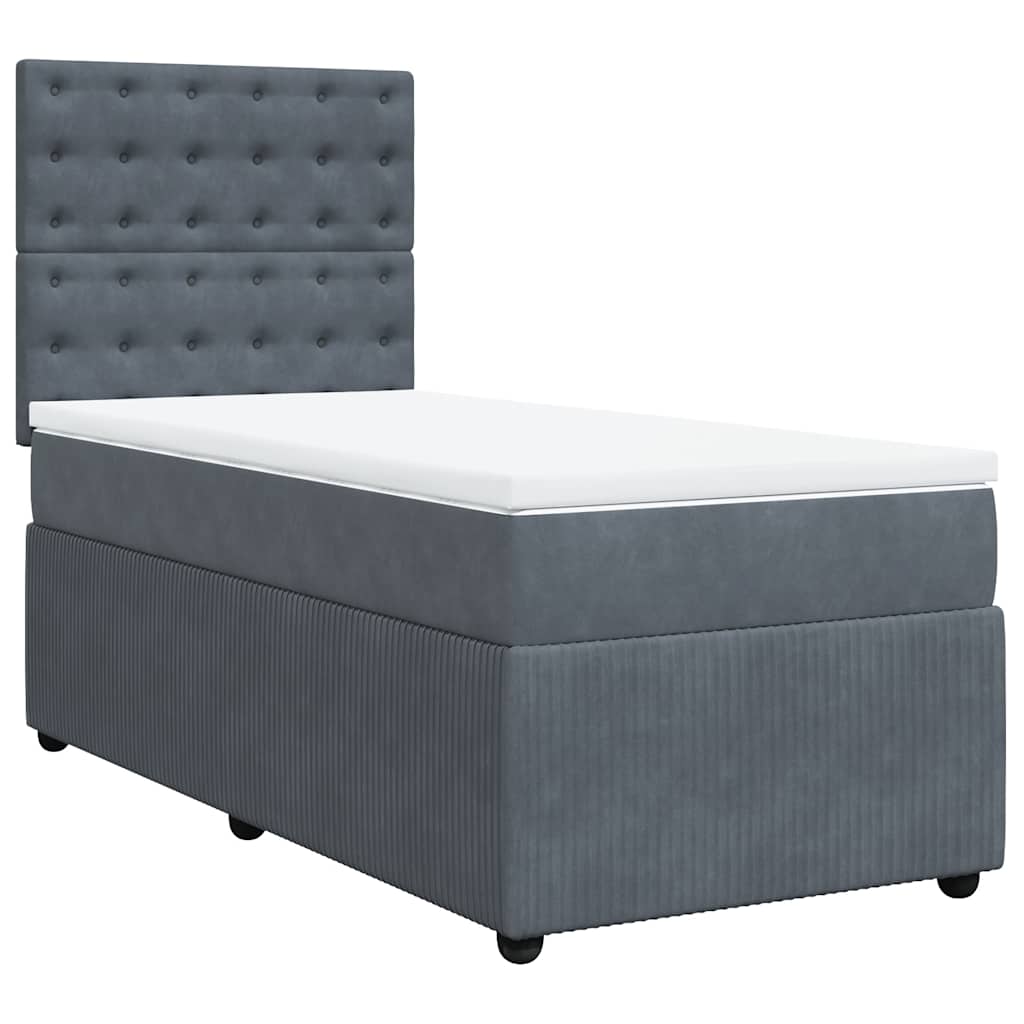 vidaXL Boxspring met matras fluweel donkergrijs 100x200 cm afbeelding