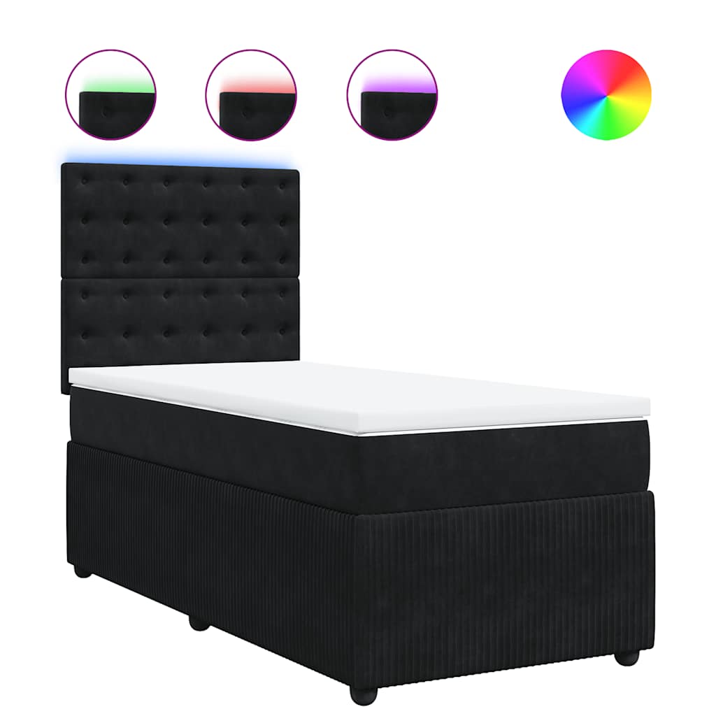 Thumbnail - vidaXL Boxspringbett mit Matratze Schwarz 100x200 cm Samt