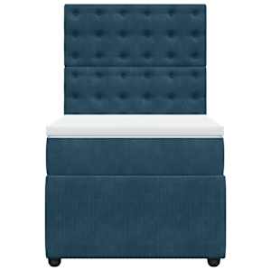 Box spring postel s matrací modrá 100 x 200 cm samet - obrázek 6
