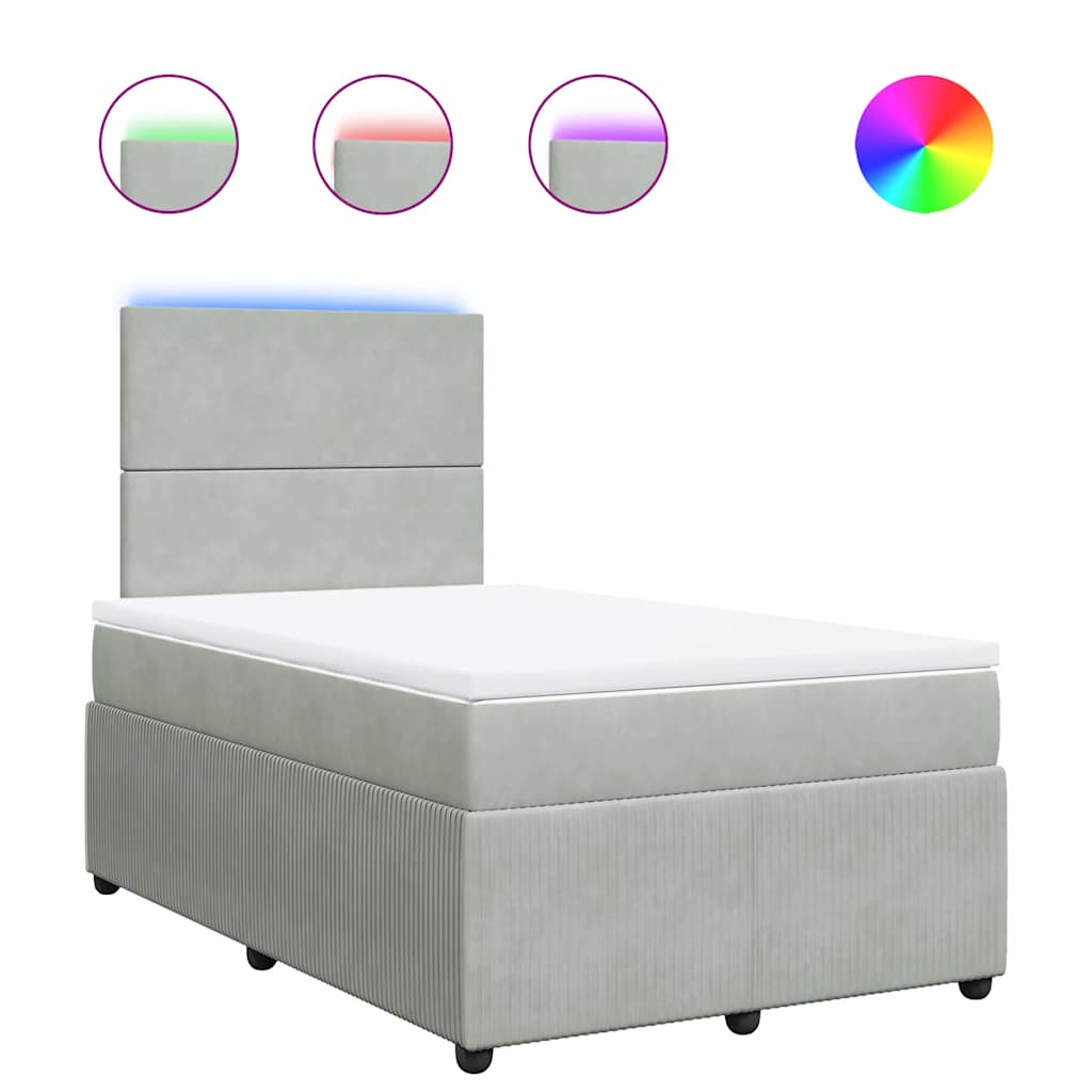 Thumbnail - vidaXL Boxspringbett mit Matratze Hellgrau 120x190 cm Samt