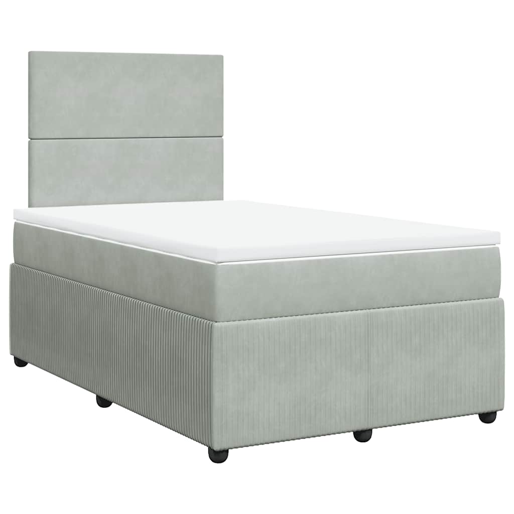 Thumbnail - vidaXL Boxspringbett mit Matratze Hellgrau 120x190 cm Samt