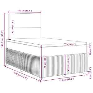 Box spring postel s matrací světle šedá 120x190 cm samet - obrázek 18