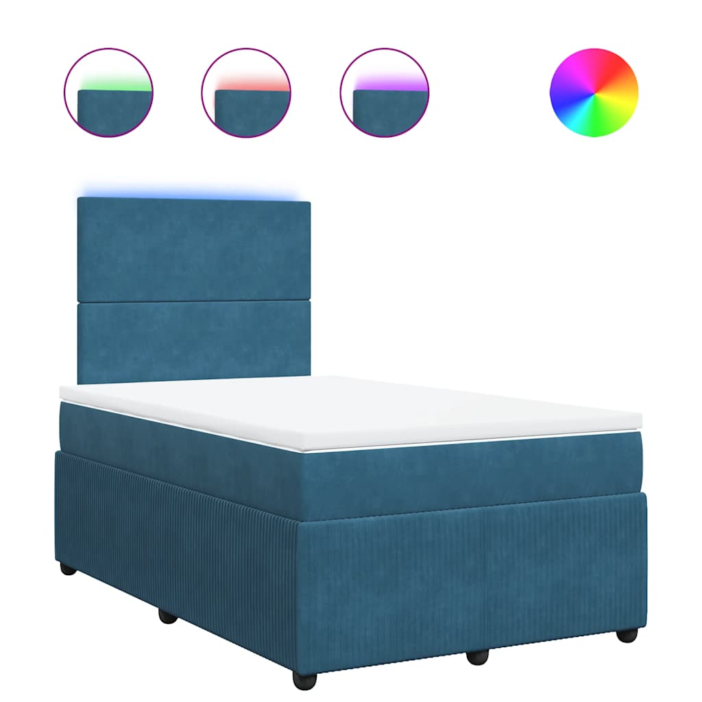 Thumbnail - vidaXL Boxspringbett mit Matratze Blau 120x190 cm Samt