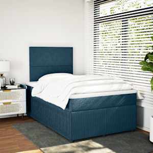 Box spring postel s matrací modrá 120 x 190 cm samet - obrázek 4