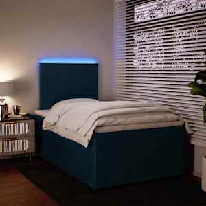 Box spring postel s matrací modrá 120 x 190 cm samet - obrázek 5