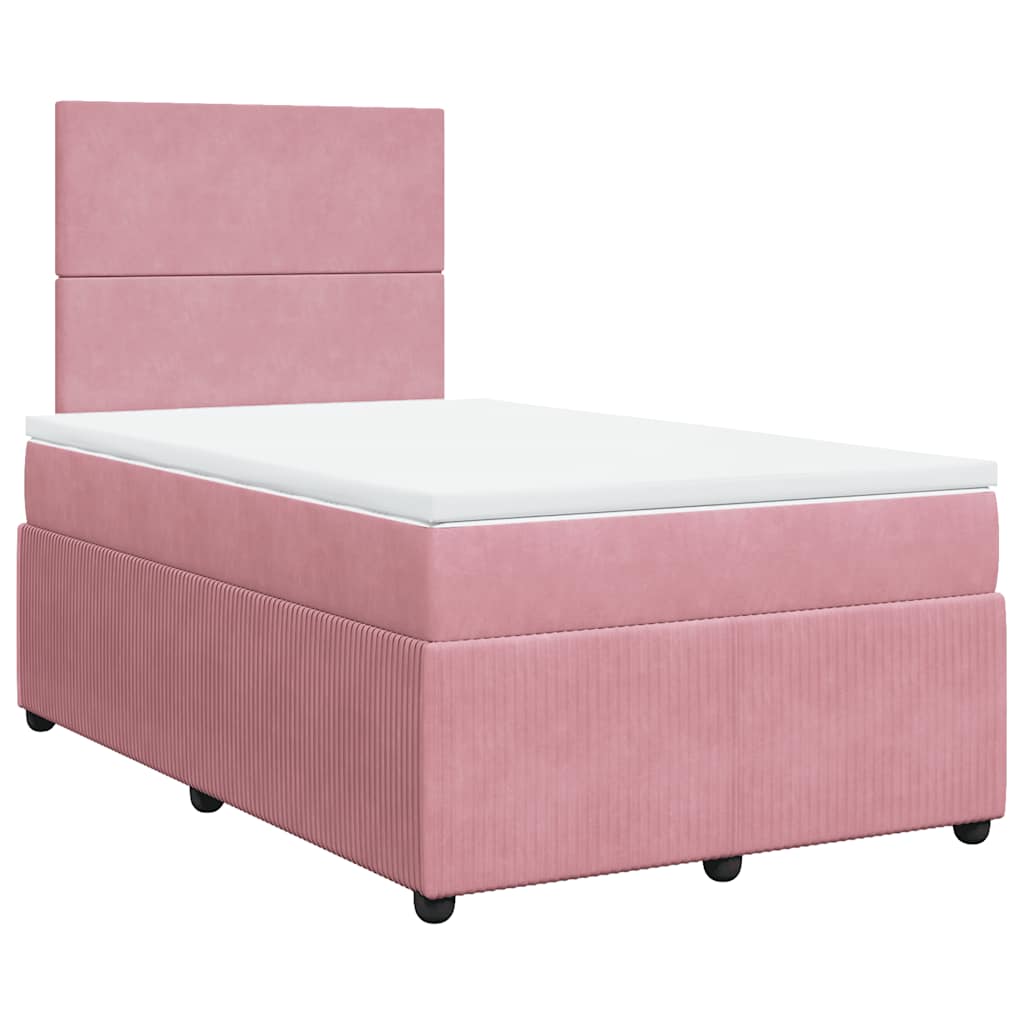 vidaXL Boxspring met matras fluweel roze 120x190 cm afbeelding