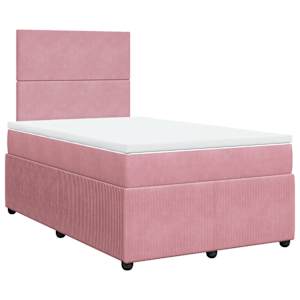 vidaXL Κρεβάτι Boxspring με Στρώμα Ροζ 120x190 εκ. Βελούδινο