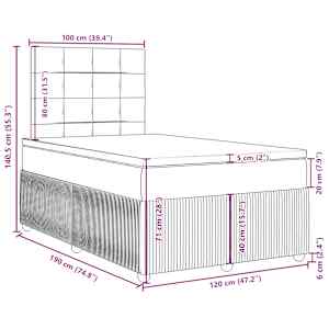 Box spring postel s matrací světle šedá 120x190 cm samet - obrázek 18
