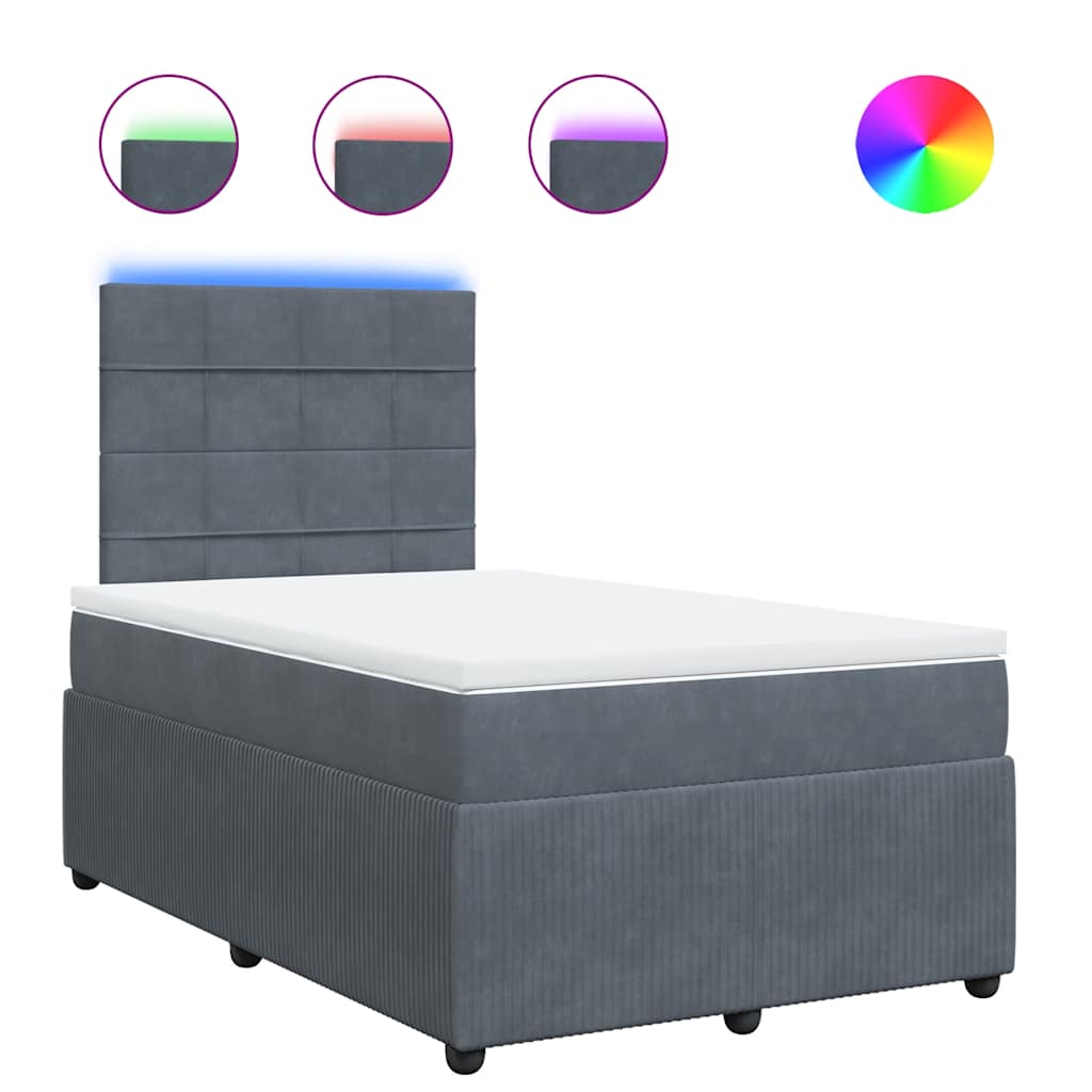 vidaXL Boxspring met matras fluweel donkergrijs 120x190 cm grijs, foto 3