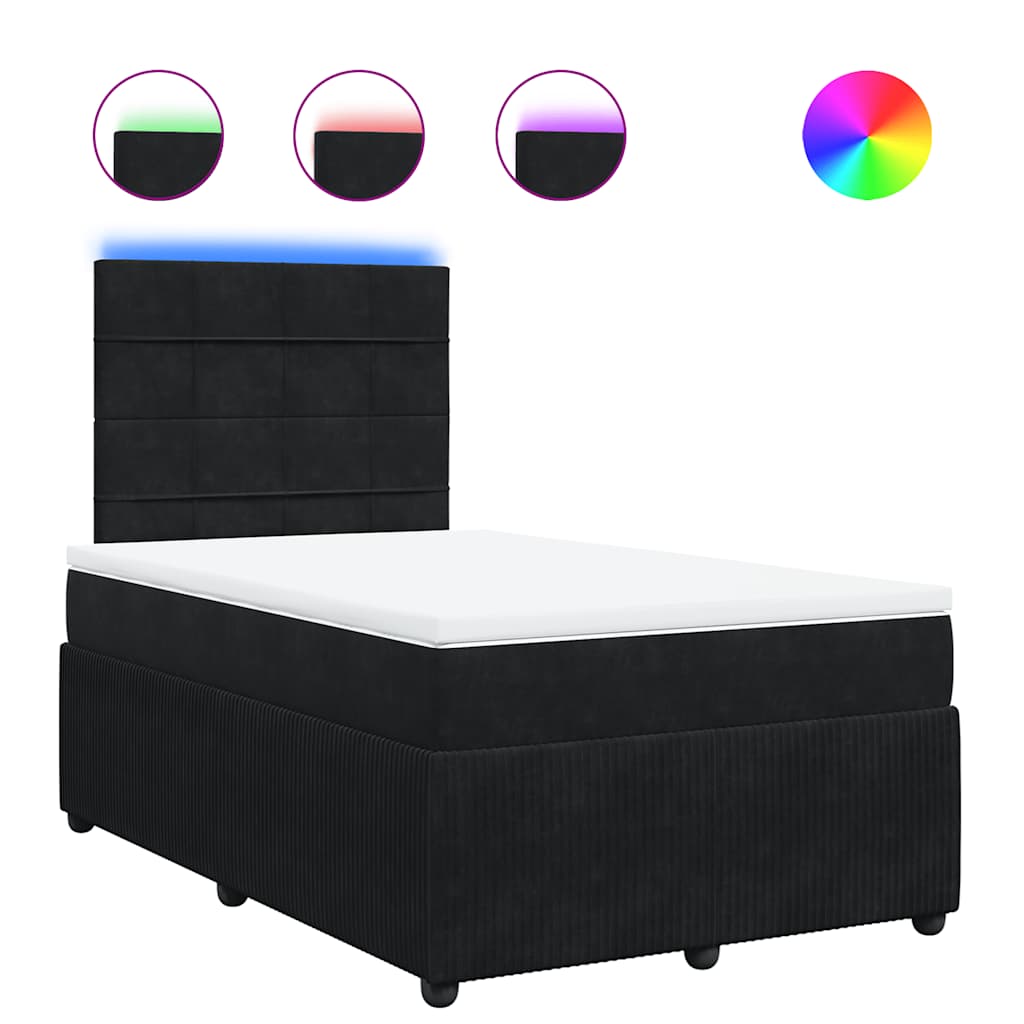 vidaXL Box spring postel s matrací černá 120 x 190 cm samet