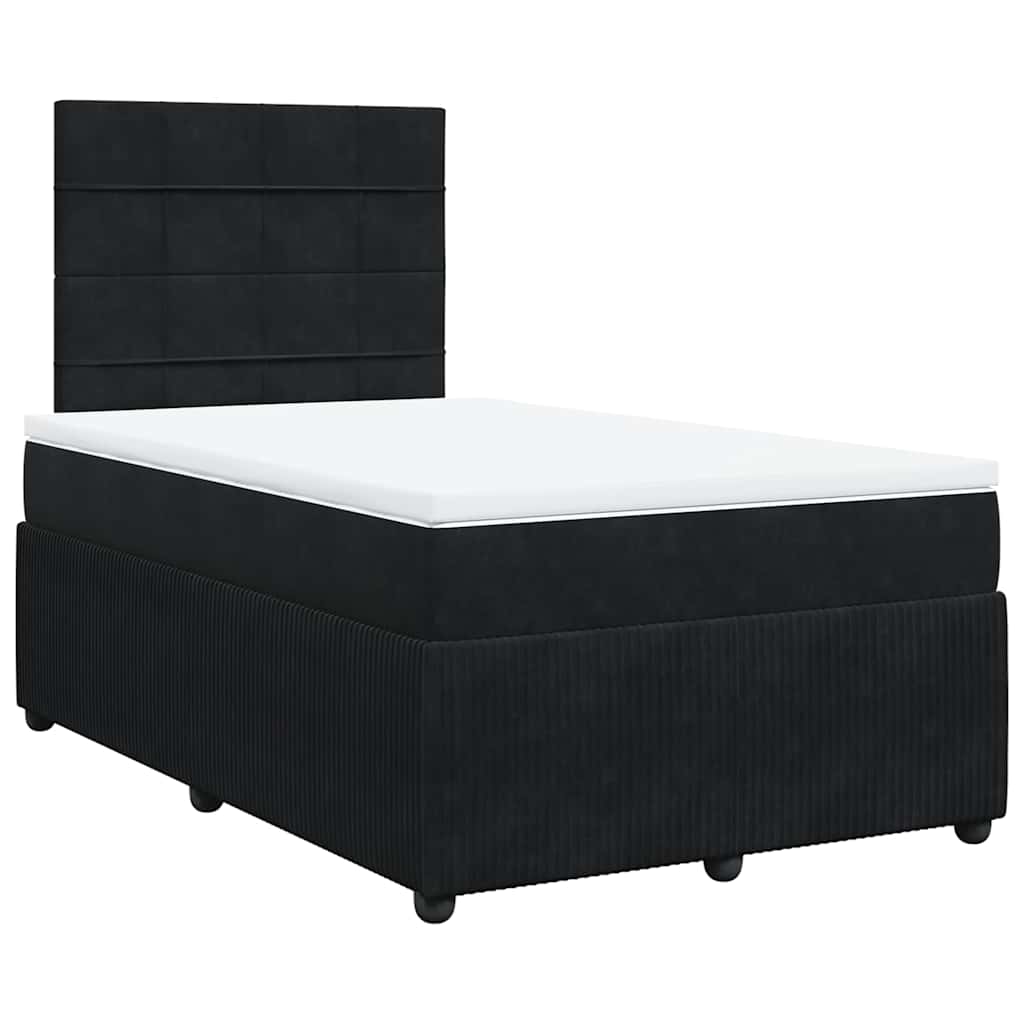 vidaXL Boxspring met matras fluweel zwart 120x190 cm afbeelding