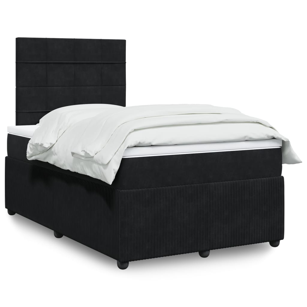 Boxspringbett mit Matratze Schwarz 120×190 cm Samt