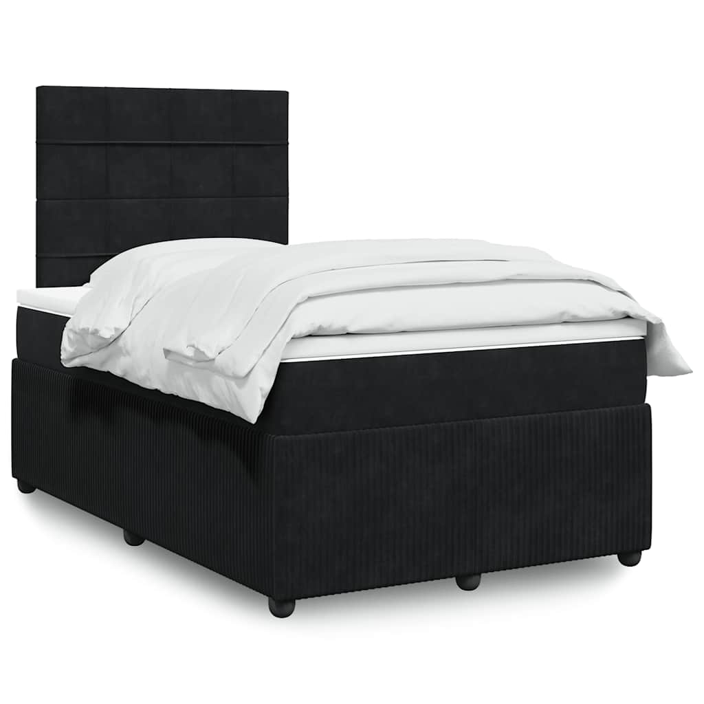 vidaXL Giroletto a Molle con Materasso Nero 120x190 cm in Velluto