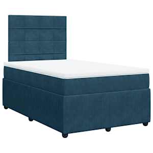 Box spring postel s matrací modrá 120 x 190 cm samet - obrázek 3
