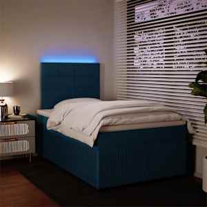 Box spring postel s matrací modrá 120 x 190 cm samet - obrázek 4