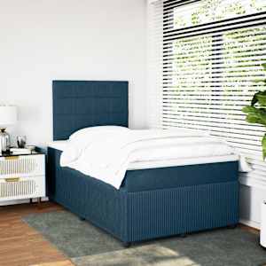 Box spring postel s matrací modrá 120 x 190 cm samet - obrázek 5