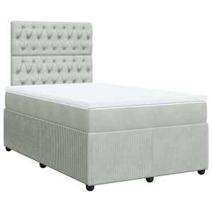 Box spring postel s matrací světle šedá 120x190 cm samet - obrázek 3
