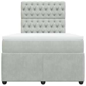 Box spring postel s matrací světle šedá 120x190 cm samet - obrázek 6
