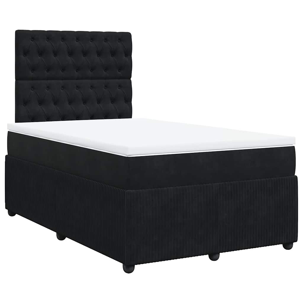 vidaXL Boxspring met matras fluweel zwart 120x190 cm afbeelding