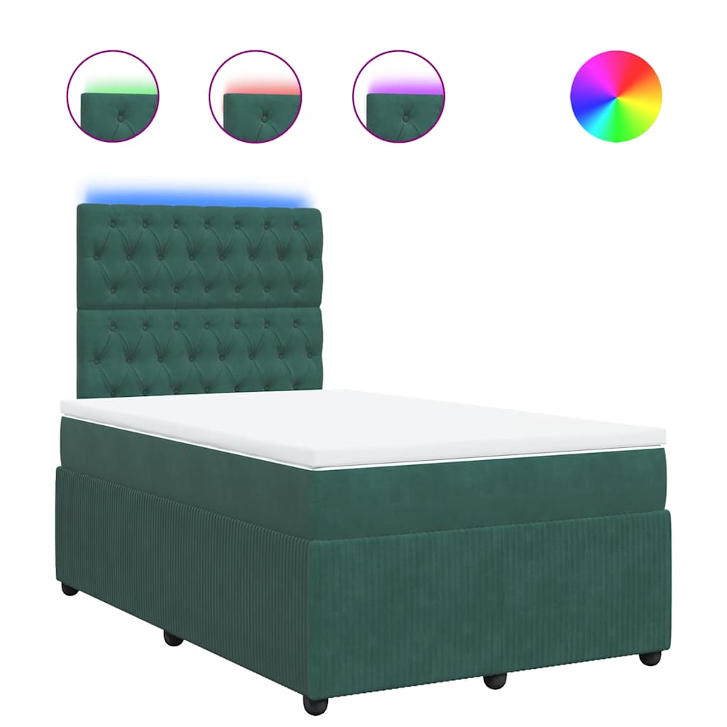 vidaXL Box spring postel s matrací tmavě zelená 120x190 cm samet
