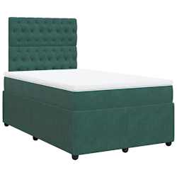 vidaXL Cama boxspring com colch&atilde;o 120x190 cm veludo verde-escuro