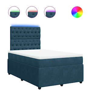 Box spring postel s matrací modrá 120 x 190 cm samet - obrázek 2